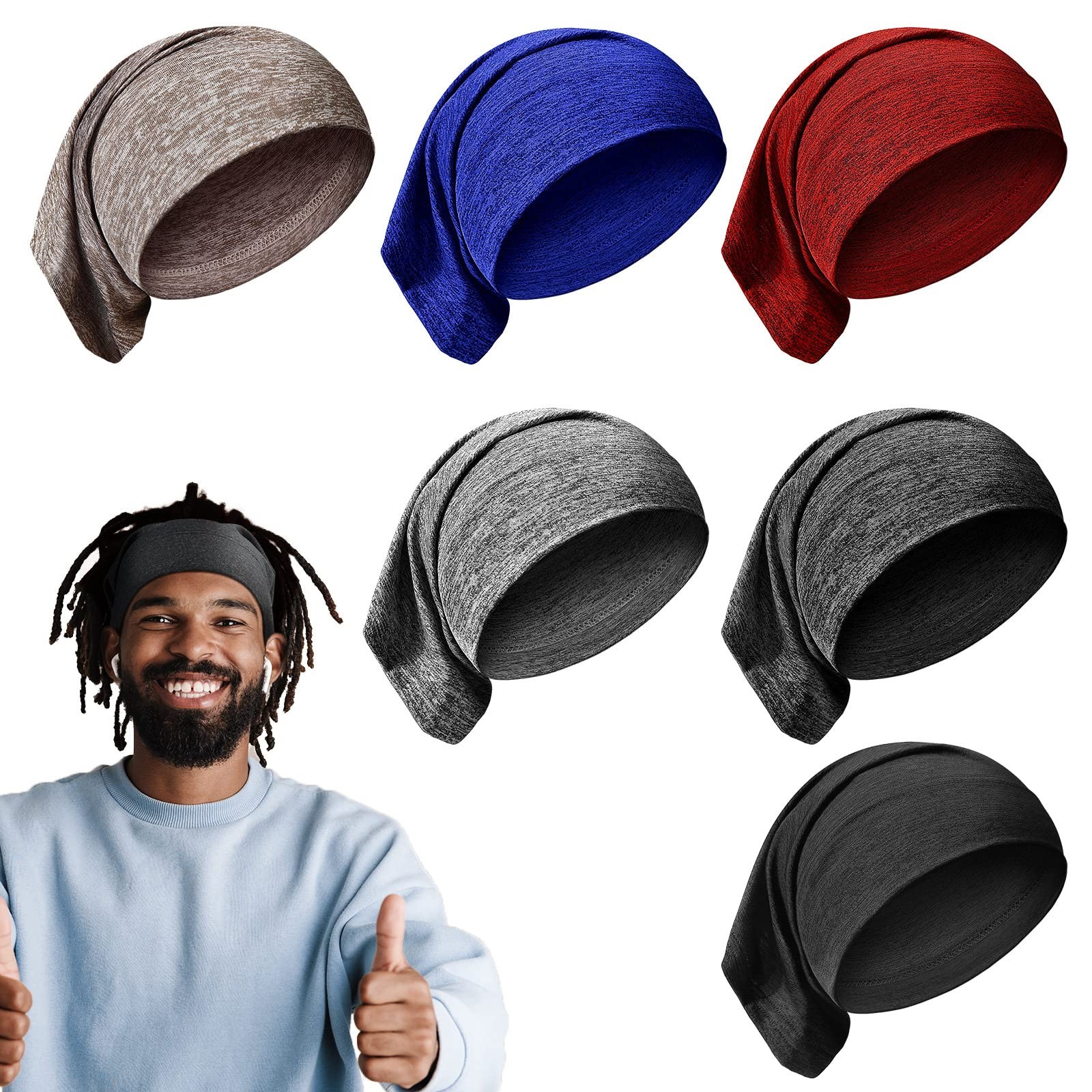 SATINIOR 6 Pcs Spandex Dreadlock Cap 1 Count (Pack of 1), Dark Color