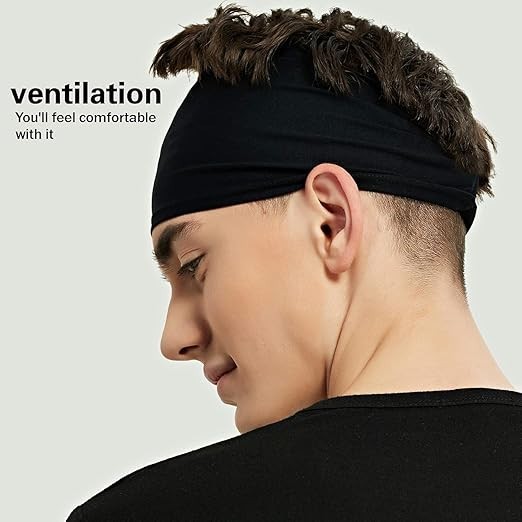 Pilamor Sports Headbands for Men (5 Pack),Moisture Wicking Workout Headband, Swe