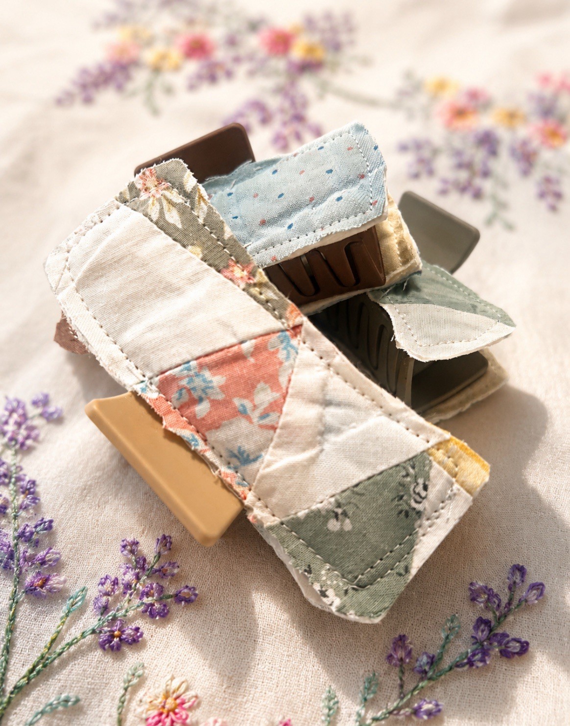 Set of 3 Handmade Quilt Claw clips