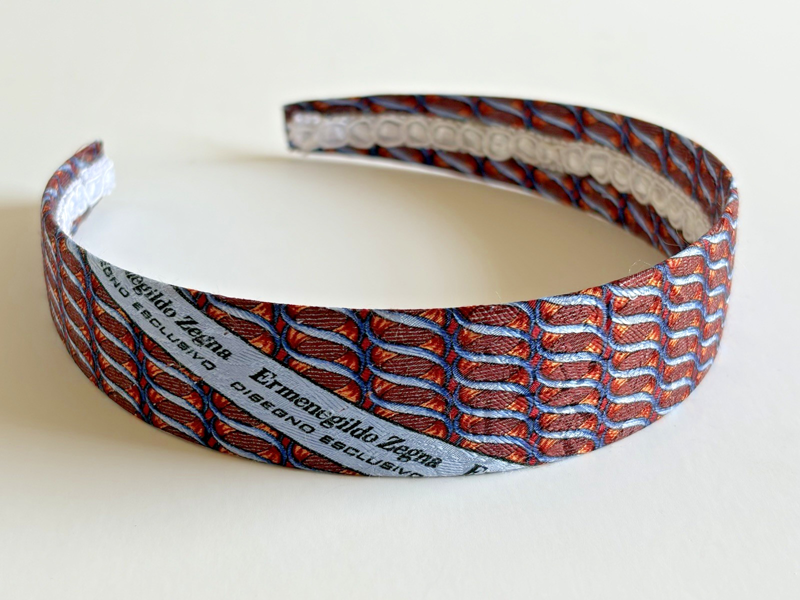 Ermenegildo Zegna – Marilyn Reid Silk Abstract Headband with Logo Signature NEW