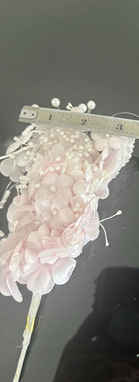 4Pc/White Hydrangea Artificial Silk Flower Picks w/ Pearl Bead Accents