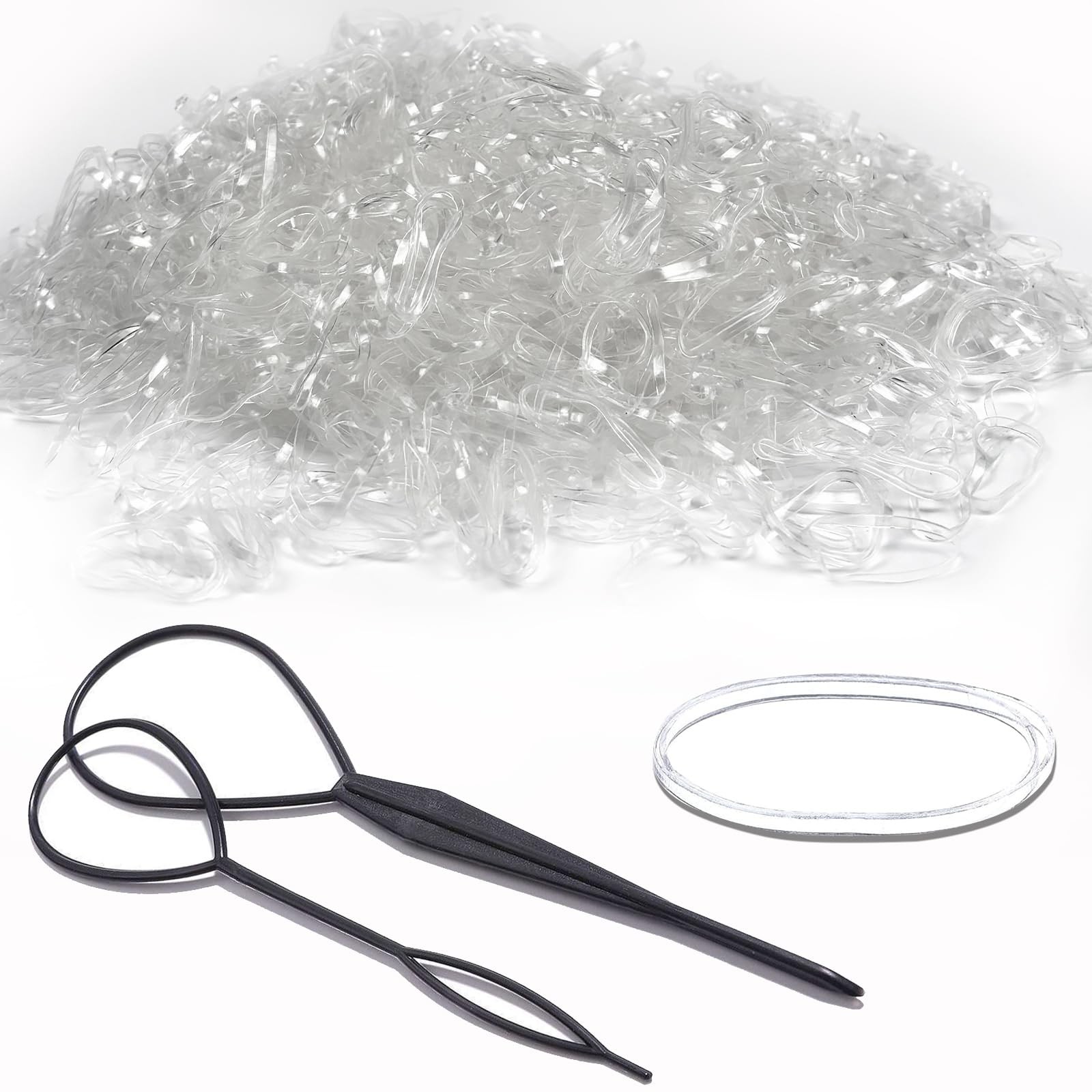 2000 PCS Elastic Hair Accessories Set – Clear Mini Rubber Ties, Soft Non-Slip…
