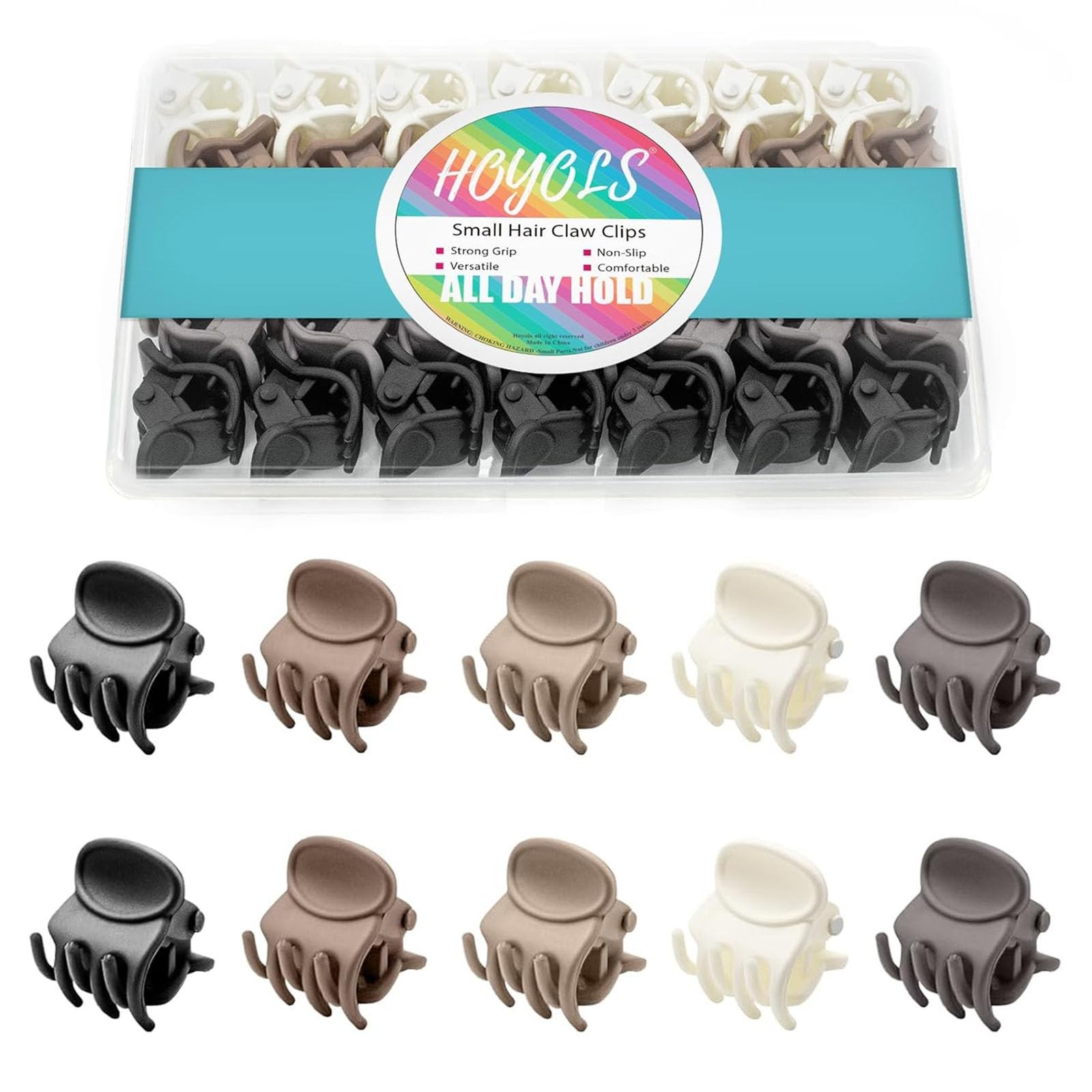 HOYOLS Small Hair Claw Clips for 1 Count (Pack of 35), Classic Neutrals
