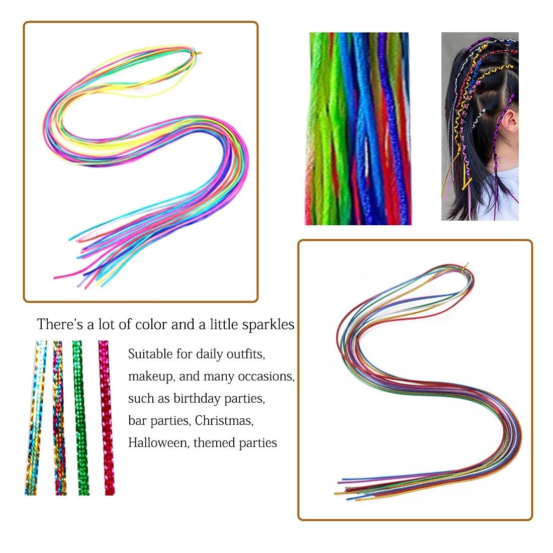 30 PCS Colorful Hair Braids String Wrap Braiding Ponytail Tie Tinsel Kit