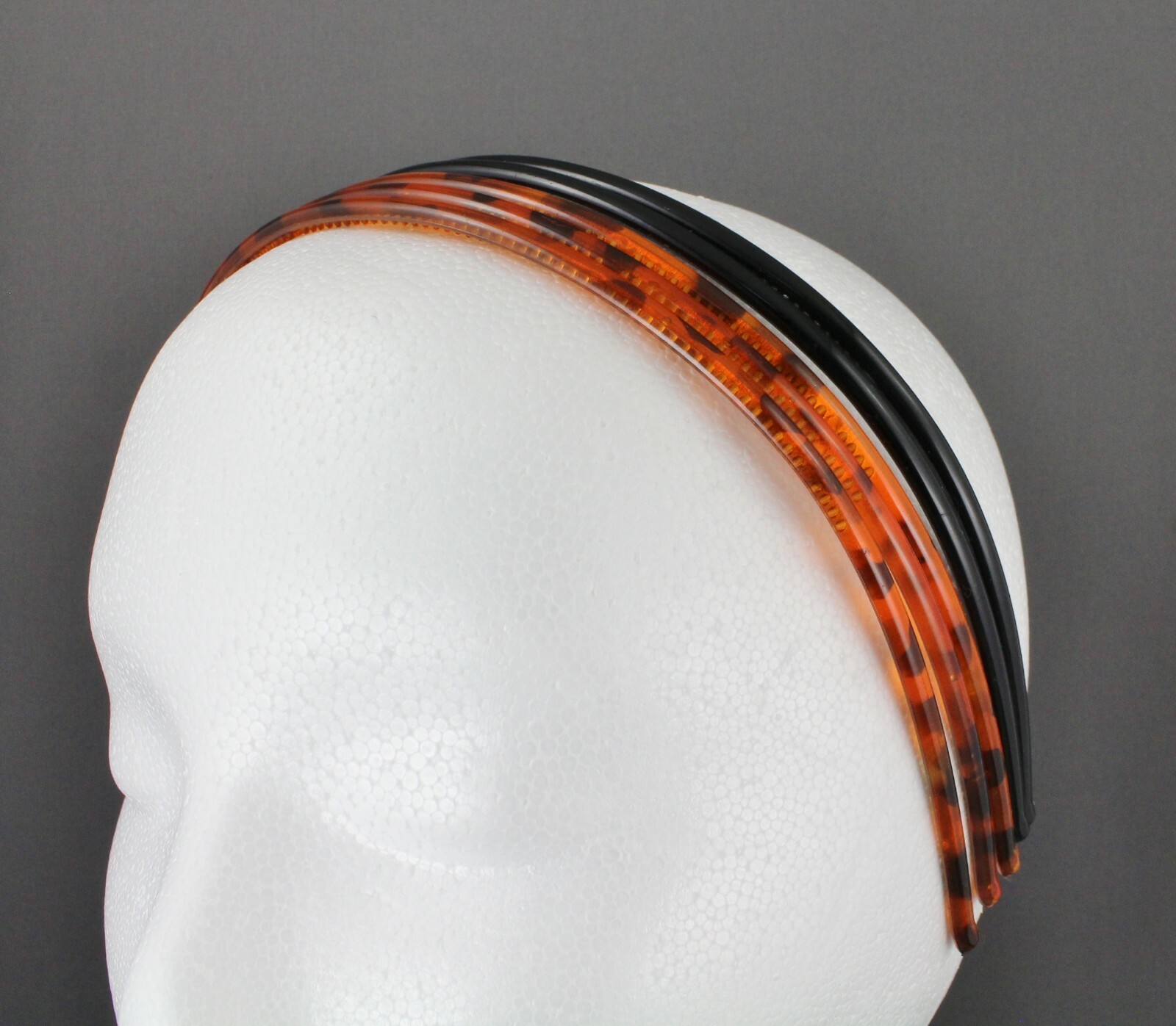 Brown Black 5 skinny set headbands pack plastic thin skinny narrow grip teeth