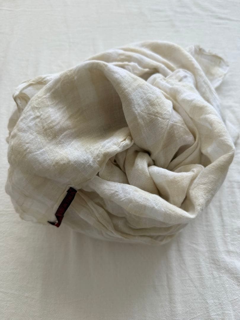 Daniela Gregis Linen Patchwork Stole White Check 140cm x 140cm