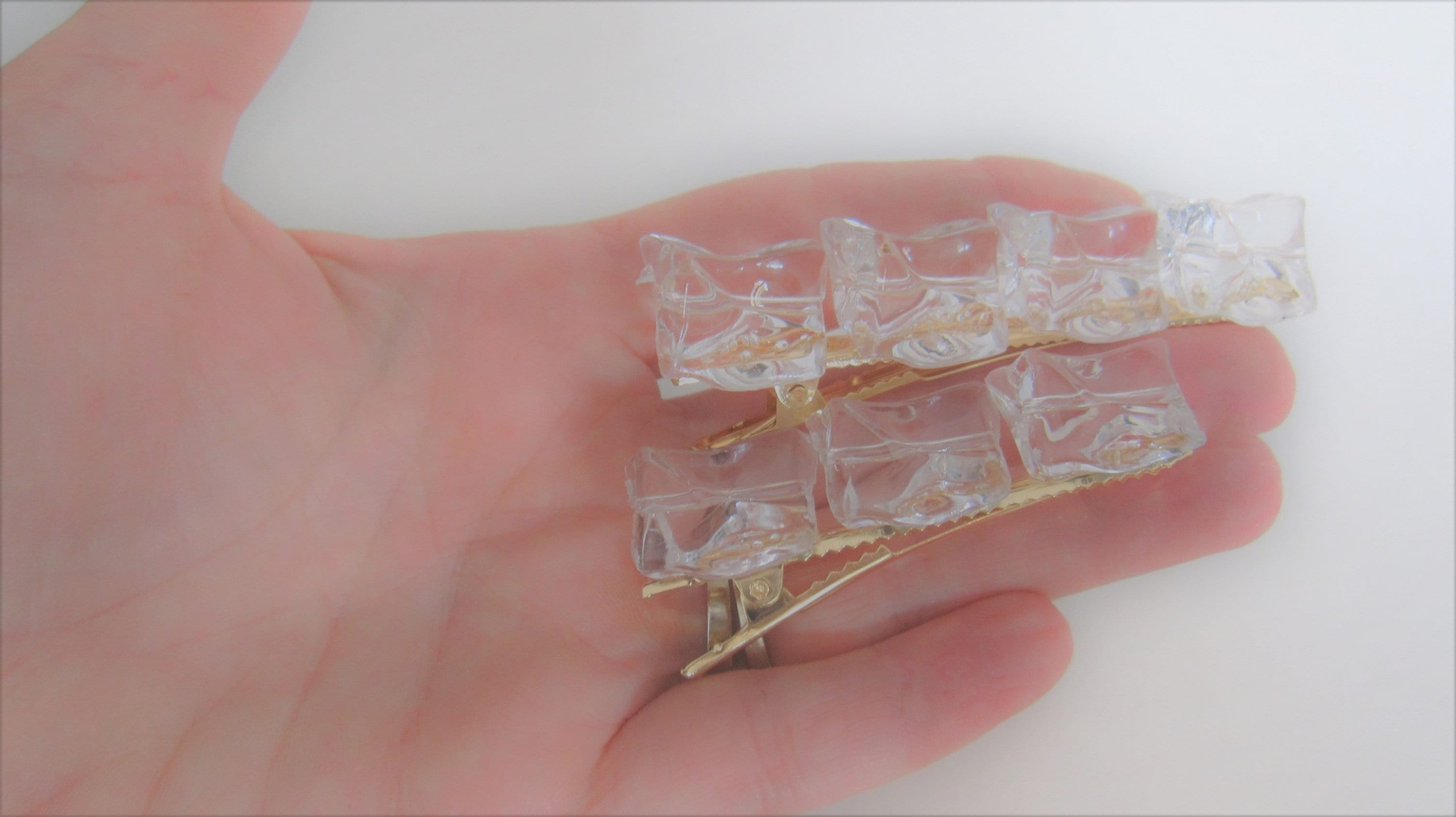 2 sizes block glass effect acrylic and metal alligator hair clip barrette