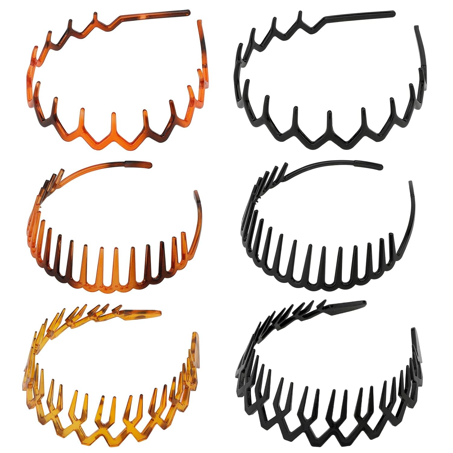 6 Pack Zig Zag Shark Tooth Hair Comb Headbands for Women Plastic Hair Bands Hair