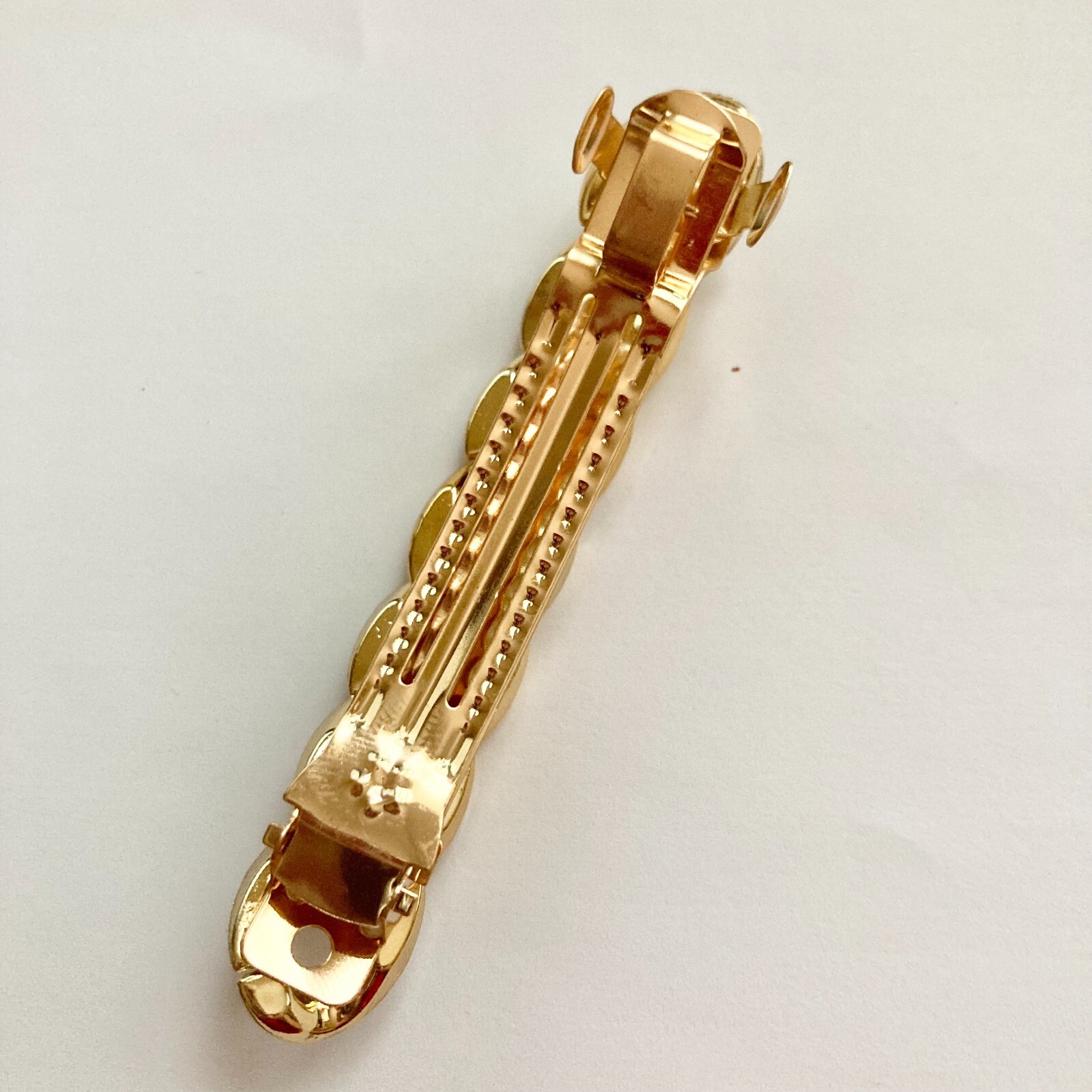 Large Gold Tone Acrylic Hair Barrette Clip Weave Chain Chunky Long Thick Hair