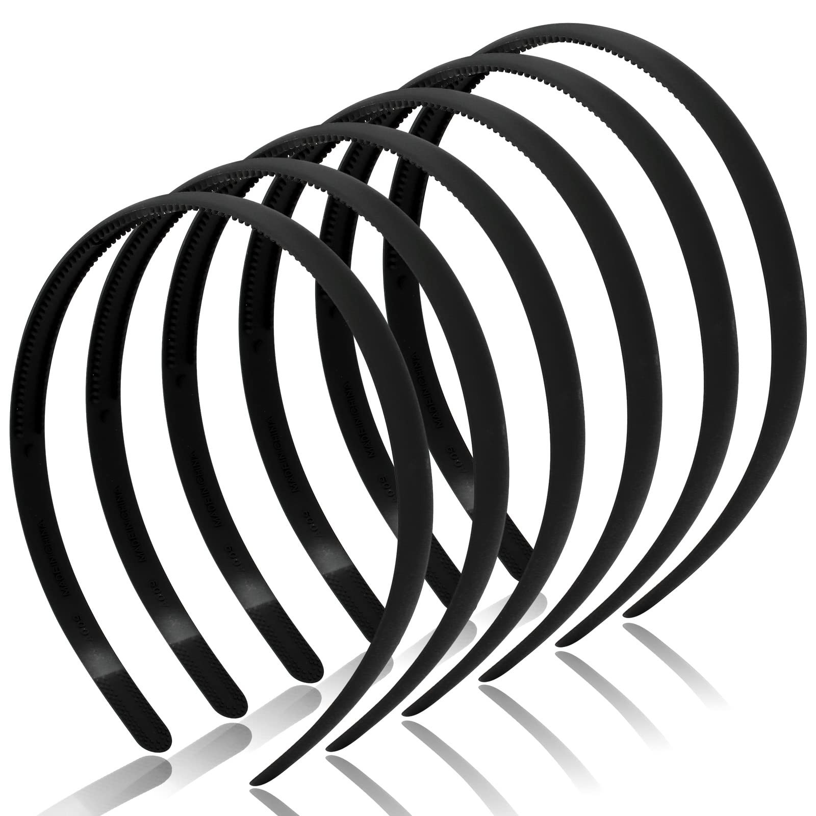 6 PCS Thin Plastic Skinny Black Headbands With Teeth DIY Hair Bands 12mm