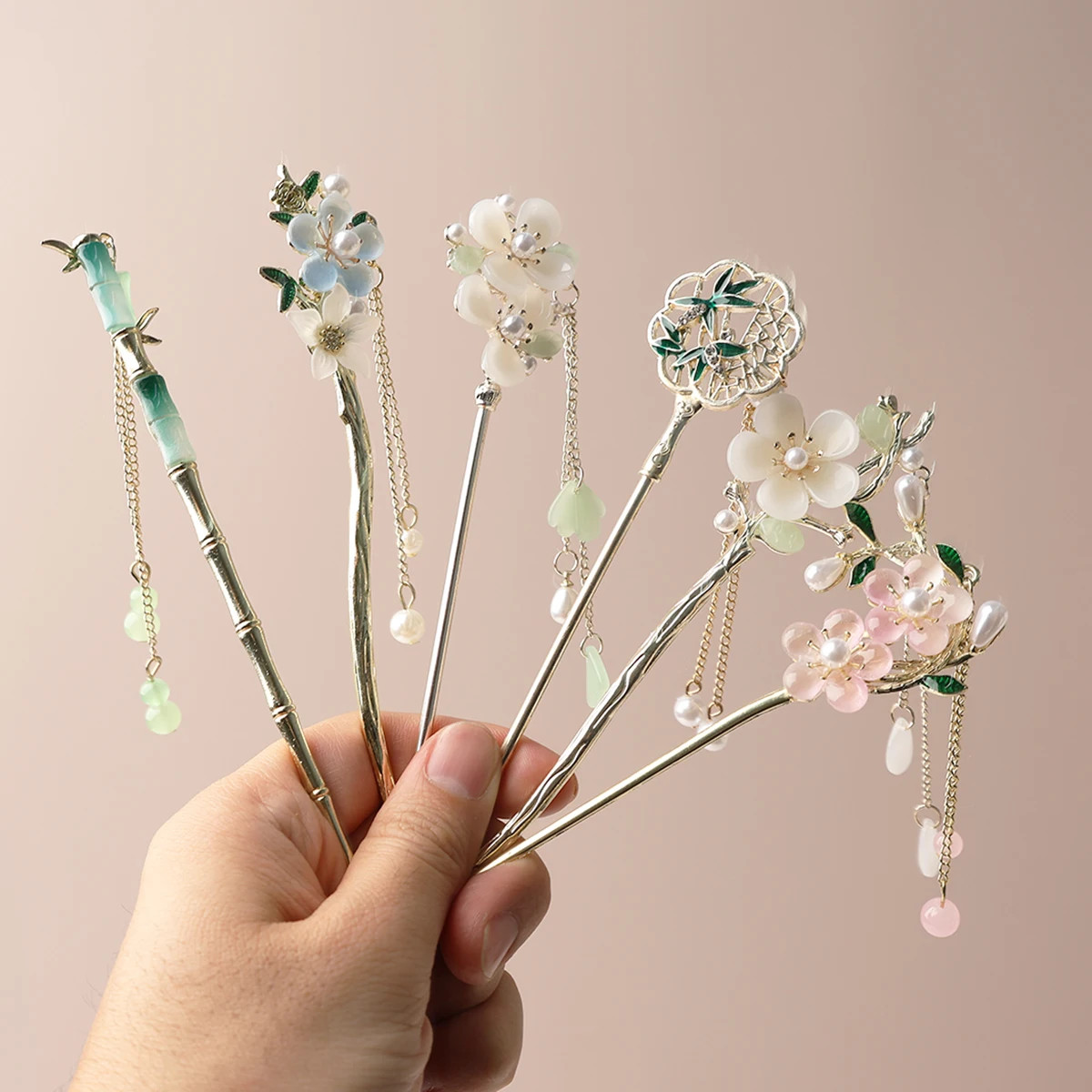 Hanfu Headwear Hairpin, Chinese Style Coiled Hair Step Swaying Tass