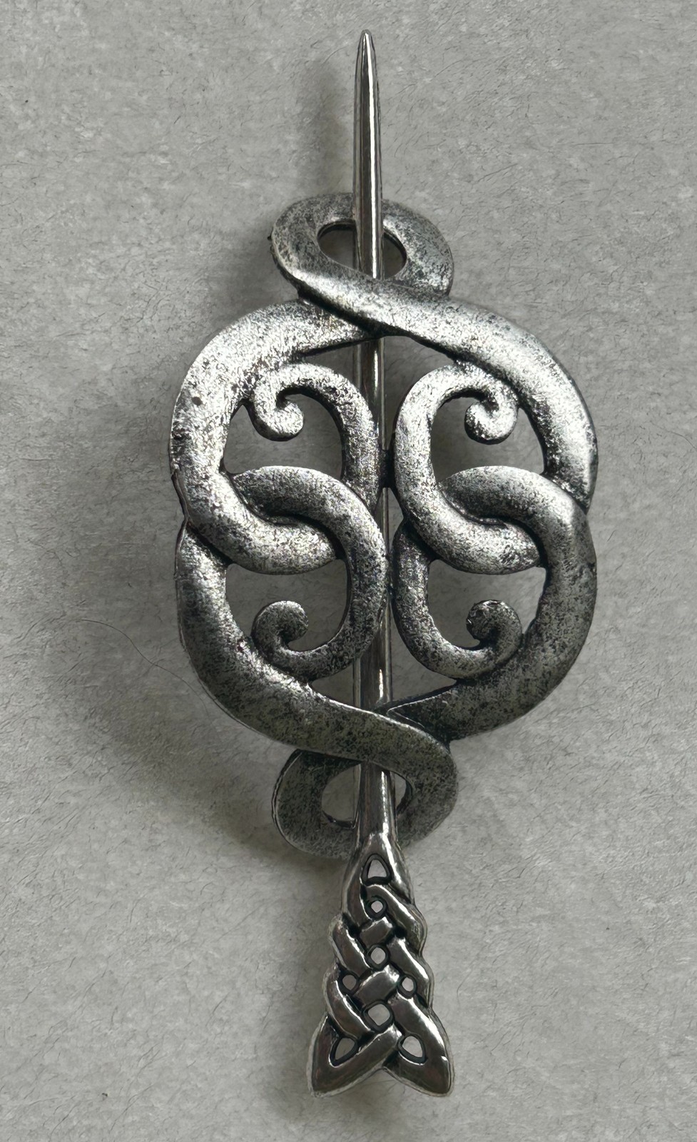 Celtic Knot Hair Pin Barrette Antique Silver Tone Metal Viking Style Hair Slide