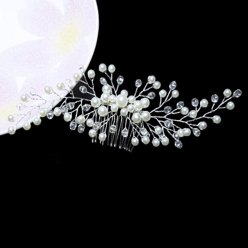 Flowers Wedding Hair Pins Comb Bridal Clips Crystal Pearl Bridesmaid Accessories
