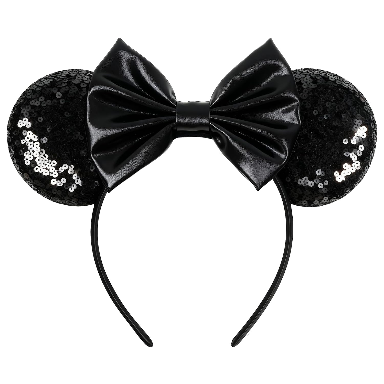 Mouse Ears Headband – Velvet Hair Bow Headwear with Sparkle Sequins