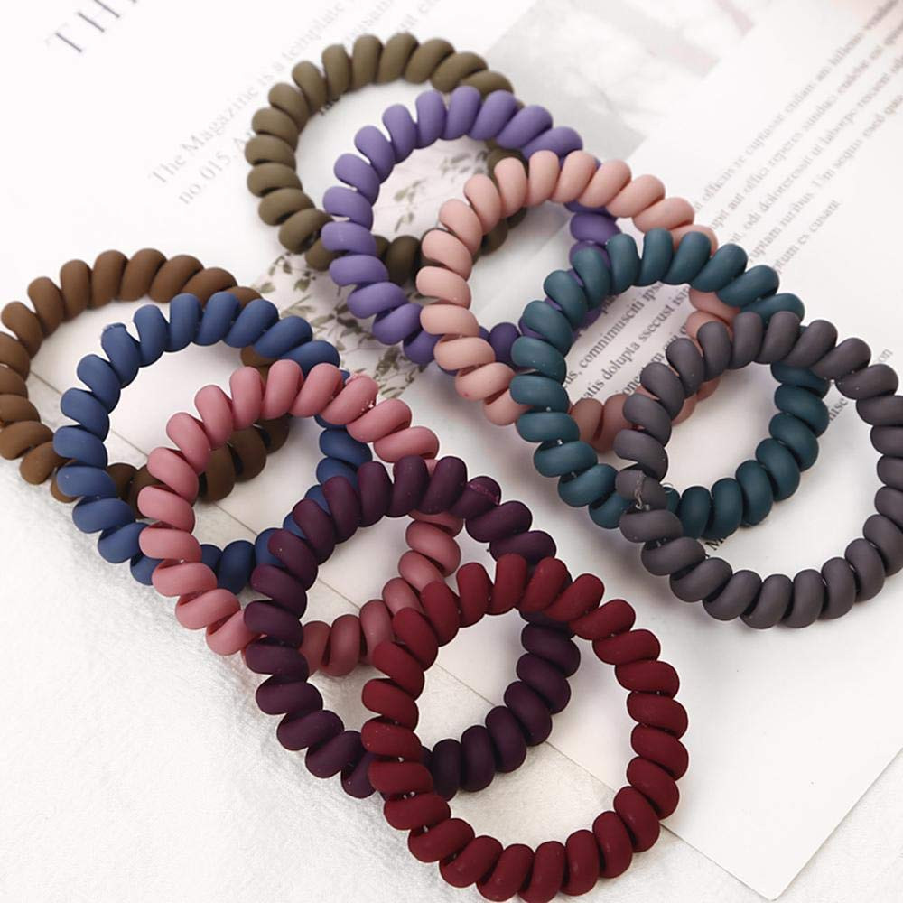 Spiral Hair Ties Set – 10 Piece Medium Coil Elastics for Thick Hair, Multicolor