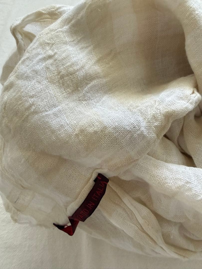 Daniela Gregis Linen Patchwork Stole White Check 140cm x 140cm