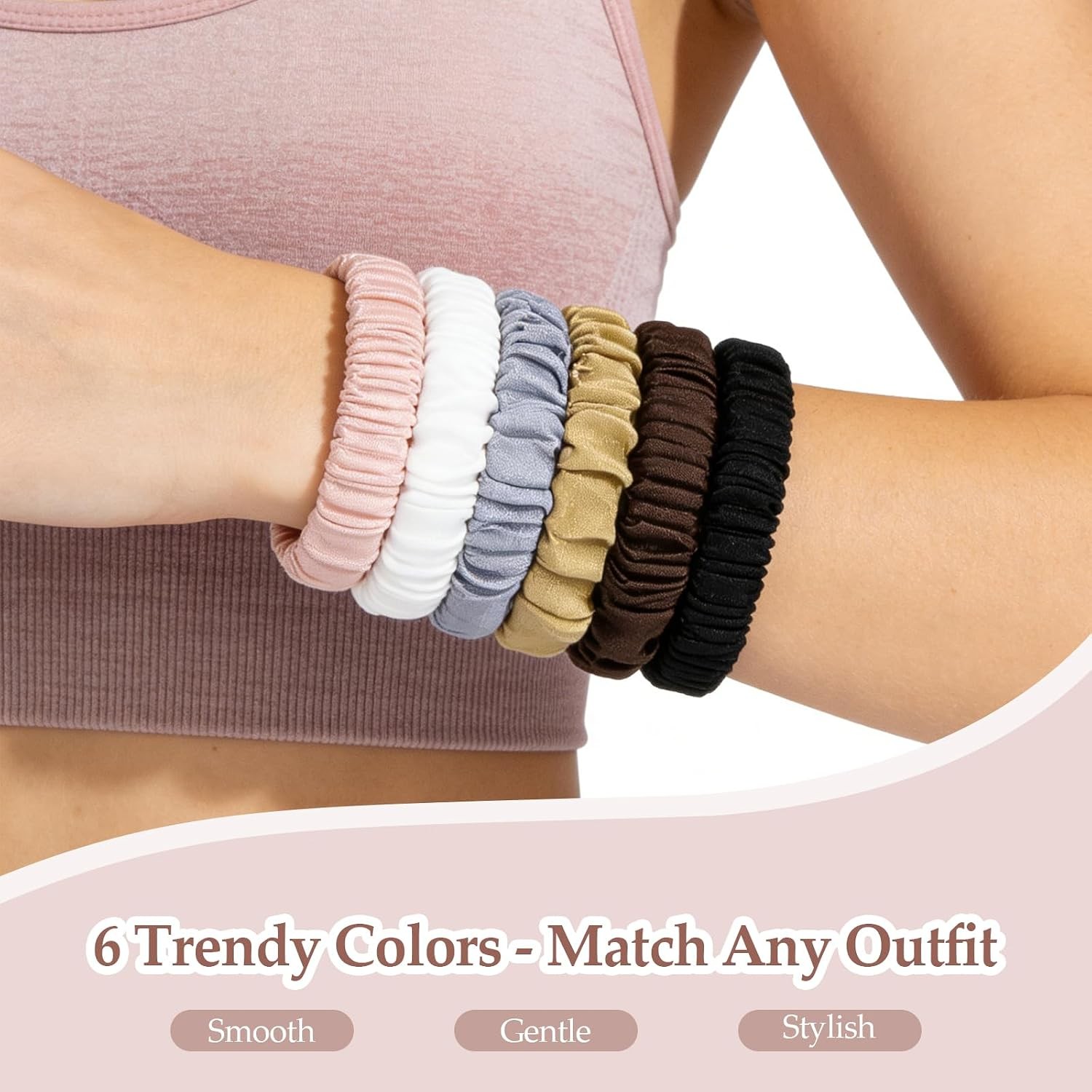 12 Pcs Silk Scrunchies, No Damage Hair Ties for Thin Thick Curly Hair