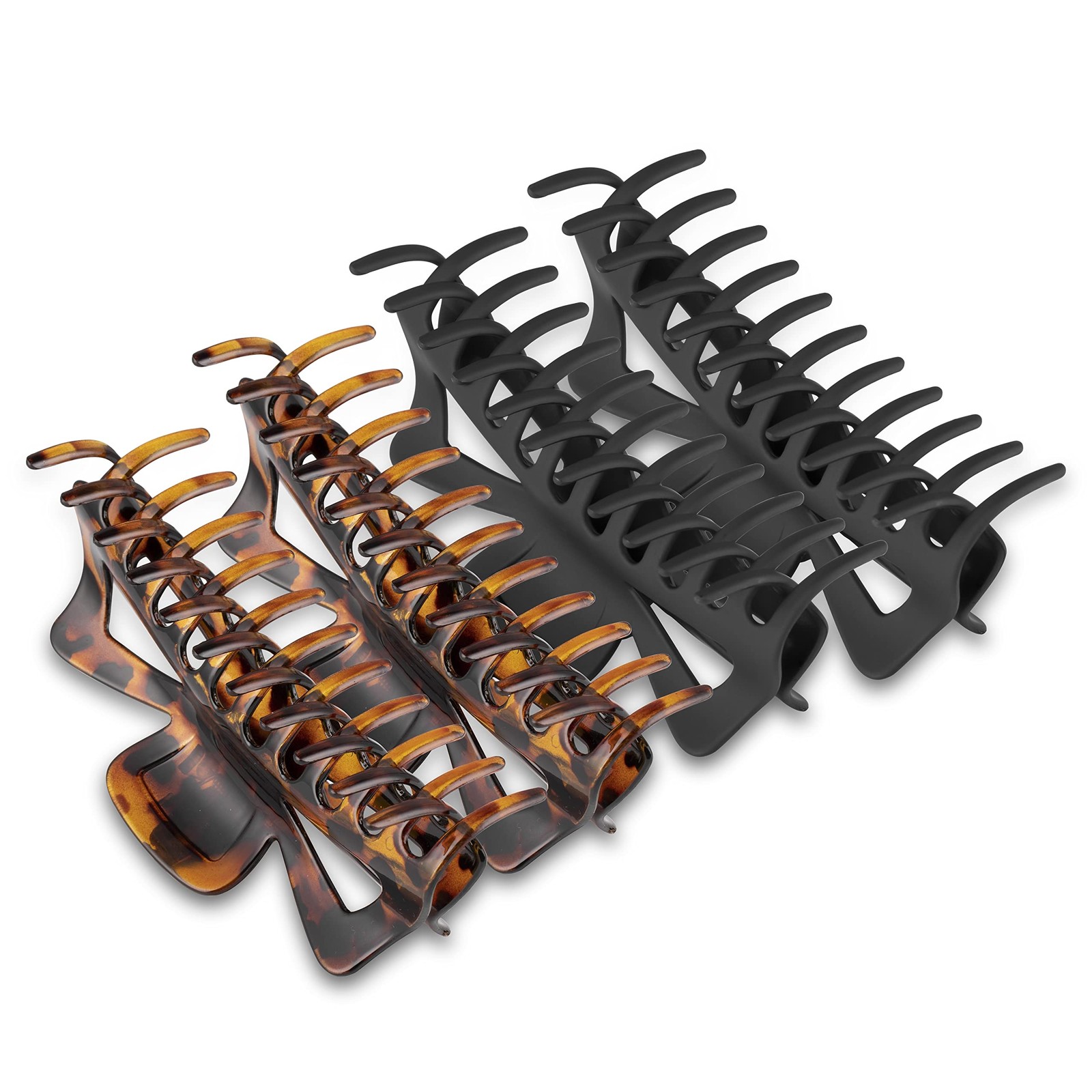 Antmoilios Extra Large Claw Clips 1 Count (Pack of 4), Black, Brown leopard