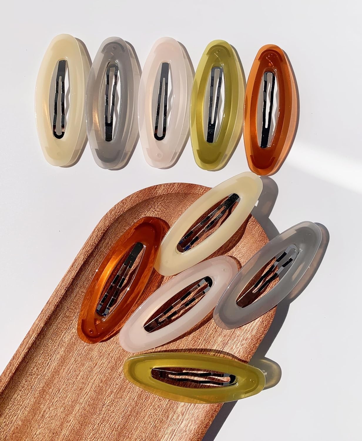 10PCS Oval Hair Clips Acrylic Resin Metal No Slip Barrettes Hair Accessories Wom