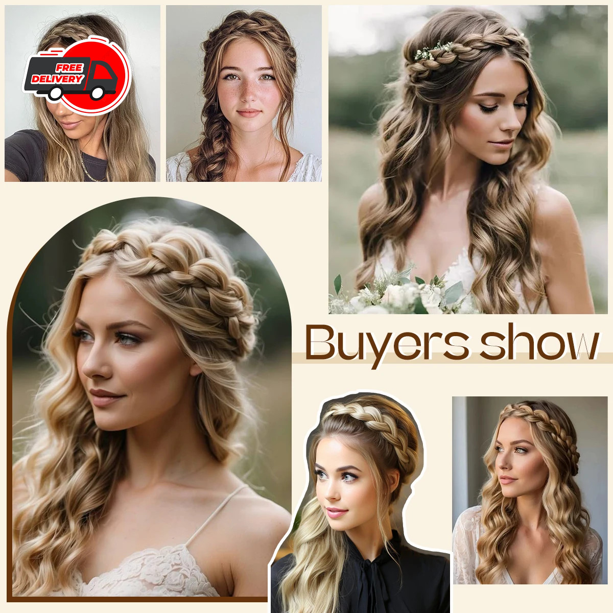 Headband Synthetic Hair Plaited Headband Braid Braided & Teeth Hair Band Beauty