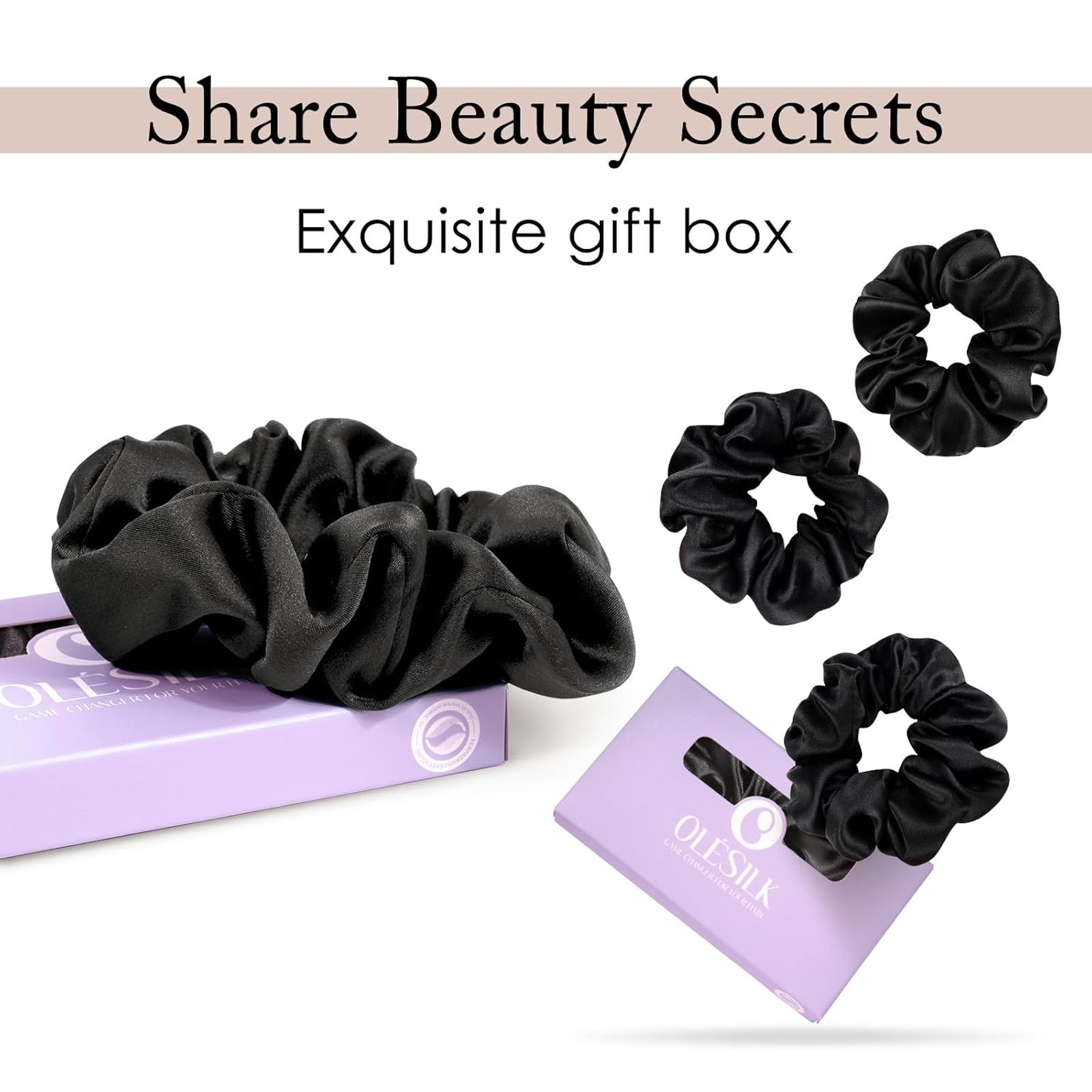 Silk Hair Ties Scrunchies 100% Mulberry Silk for Hair Sleep Frizz Breakage