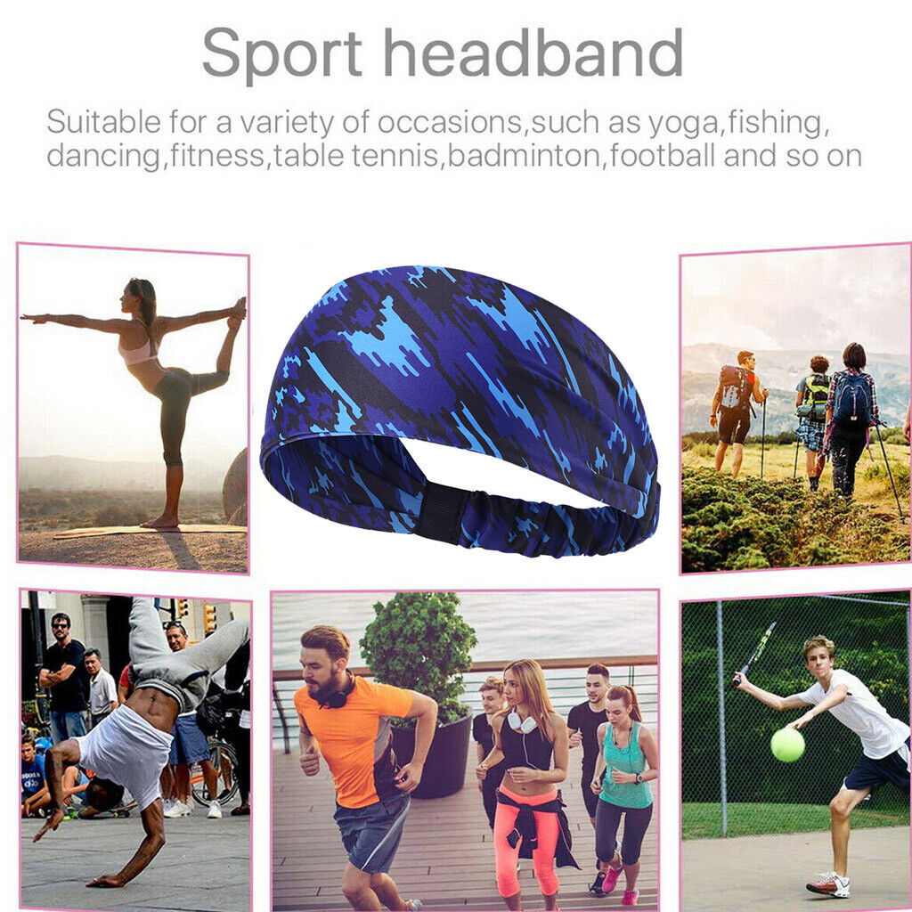 Mens Women Sweat Sweatband Headband Yoga Gym Running Stretch Sports Head Band
