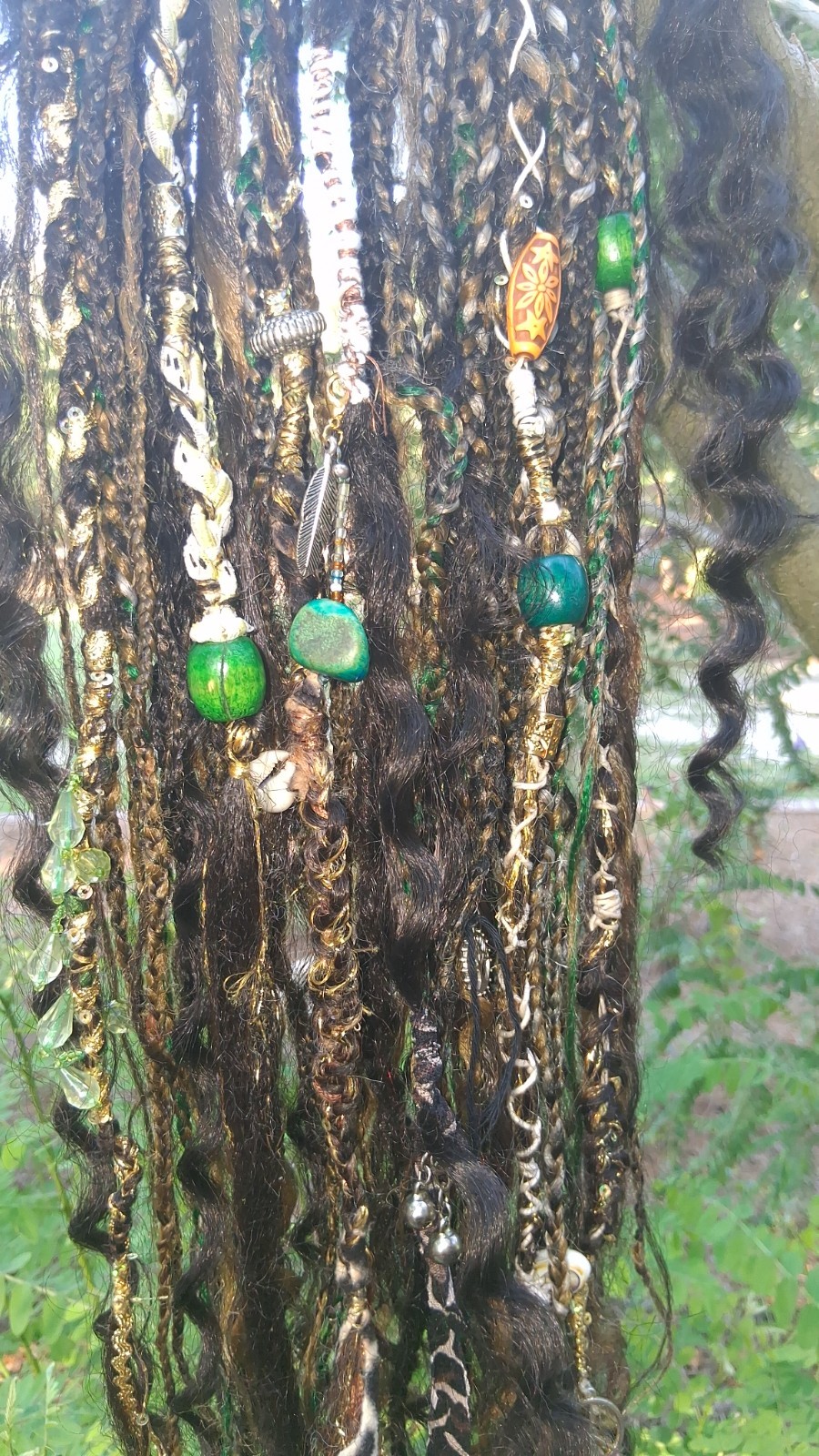full 45 Handmade Dreadlocks Extensions Soft Curly Ends Dreads Braids with beads
