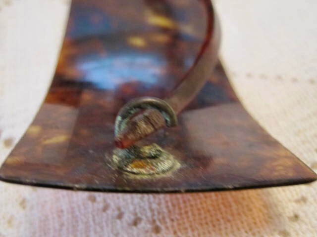VTG ART DECO HAIR BARRETTE FAUX TORTOISE SHELL 4.5 in Across BROWNS GOLDS