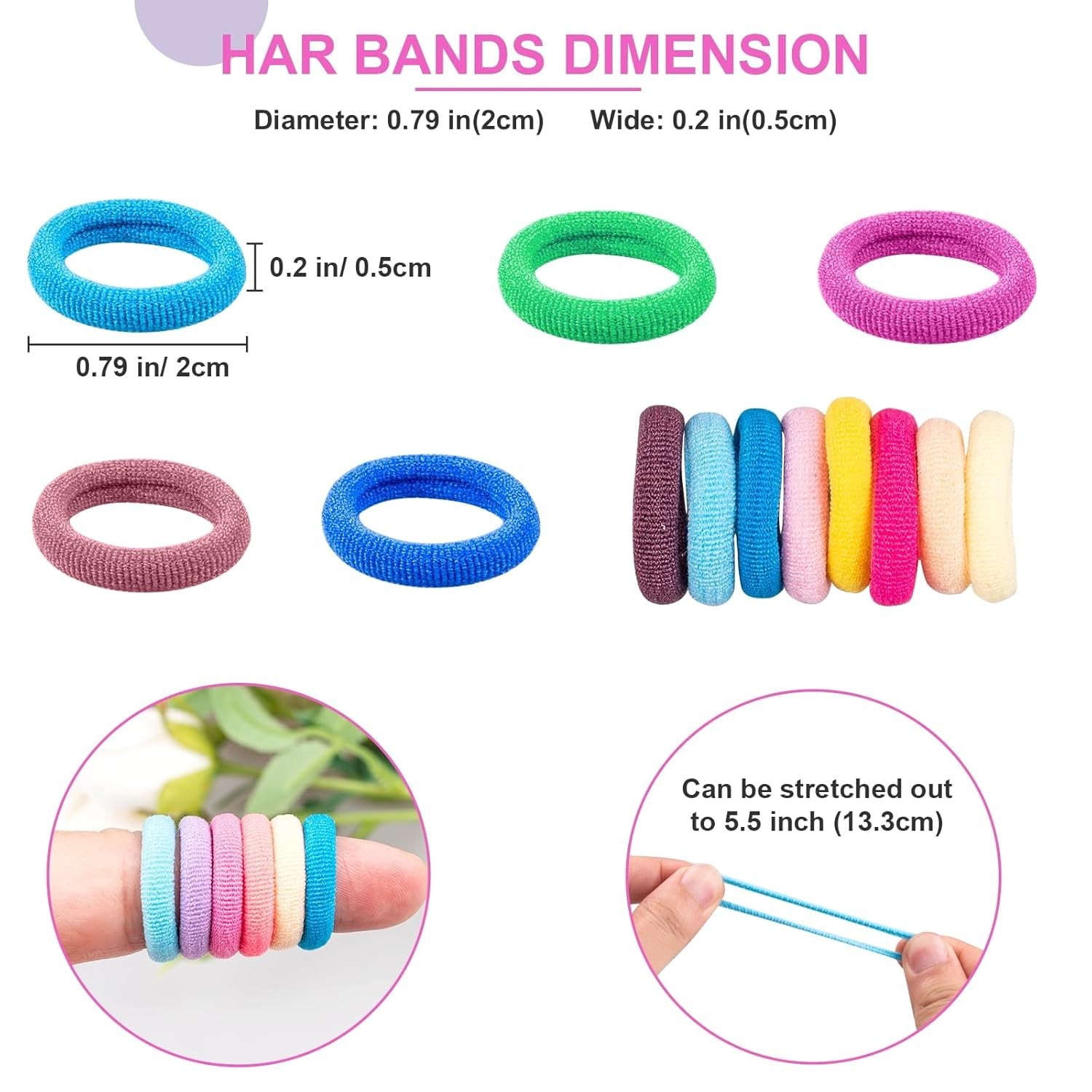 350 PCS 20 Colors Cotton Hair Ties Baby Kids Girls Elastics Ponytail Holders NEW