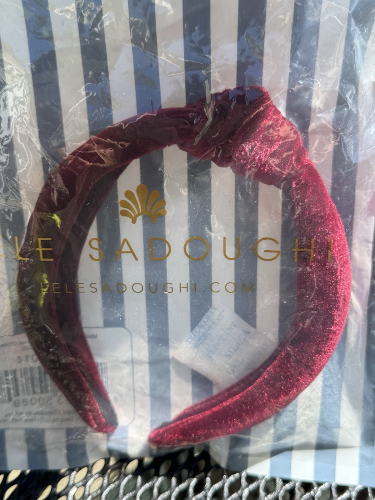 Lele Sadoughi Knotted Velvet Headband Burgundy Red/Maroon NWT LEL-FA-014