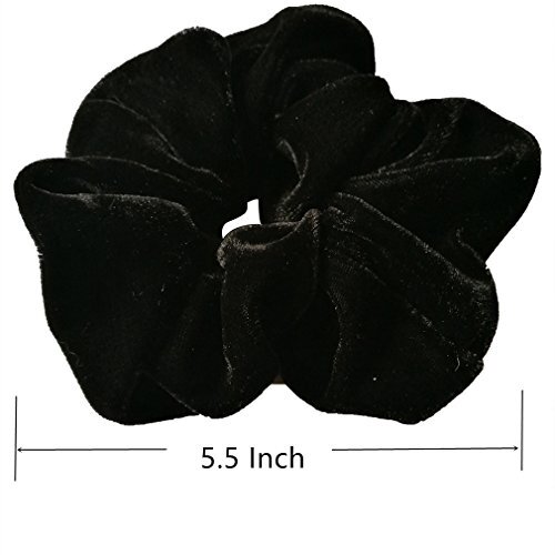 6 Pcs Black Color Large Size Velvet Scrunchies for Women Hair Assorted Colors
