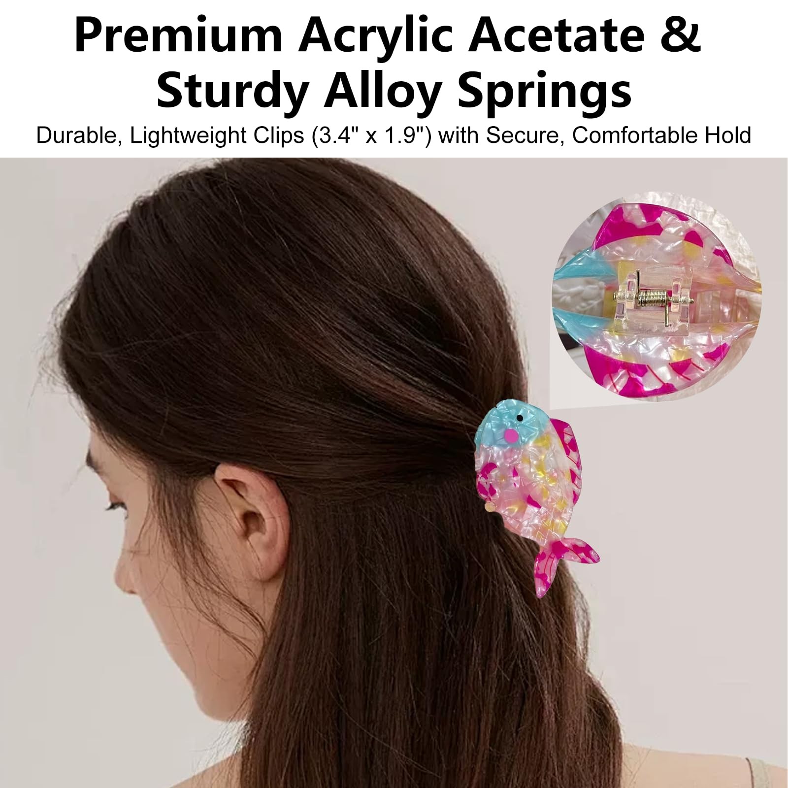 KGCGJVB Fish Hair Clip Acrylic Claw Clips for Women 1 Count (Pack of 1), Pink