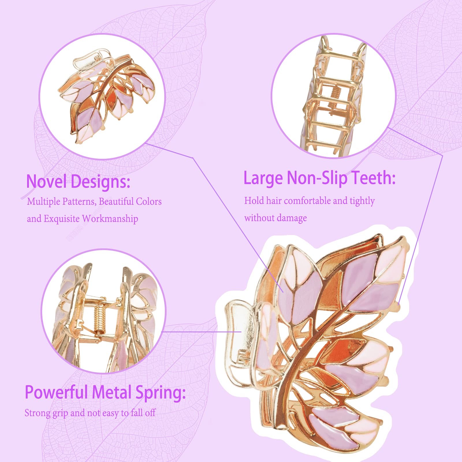 Yonchic 3-Piece Floral Metal Hair Accessories in 3 Colors Barrettes Claws and…