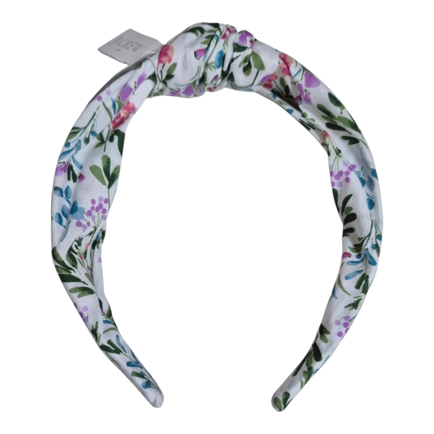 J.Crew Factory Floral Printed Knot Headband Bright White Lilac Multi BS235 New