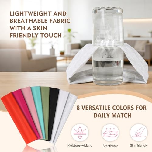 8PCS Soft Elastic Stretch Workout Sports Black+Dark Blue+Dark Gray+Light Gray