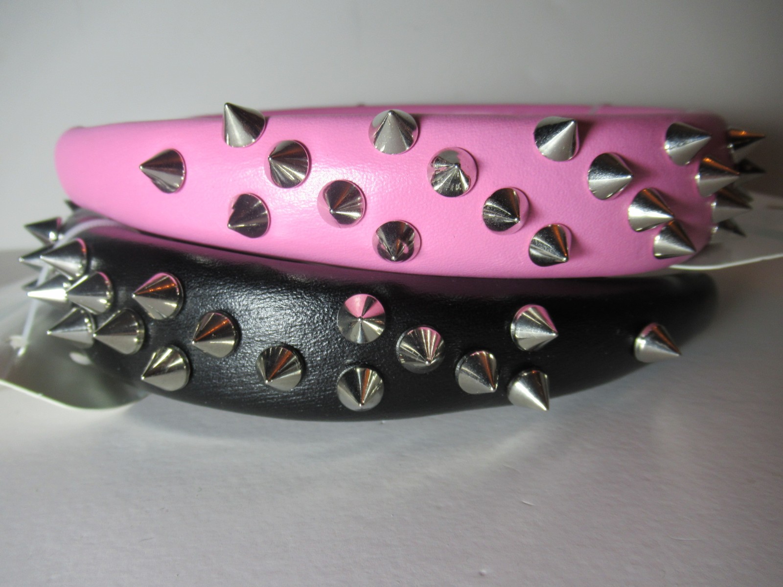 1 Black & 1 Pink Pleather Studded Spiked Headband Punk Alt Kawaii Goth Emo New