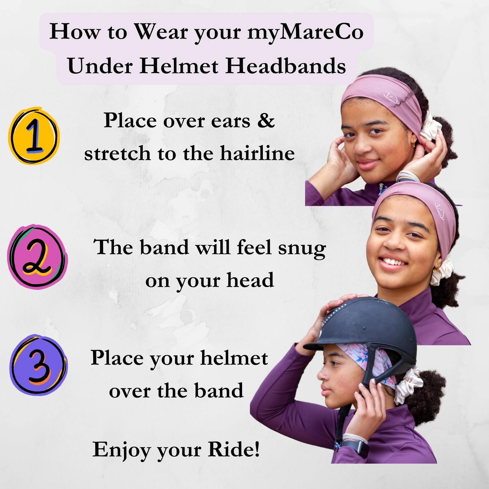 Equestrian Headbands Designed to Wick Moisture and Protect Hair Under Helmets…