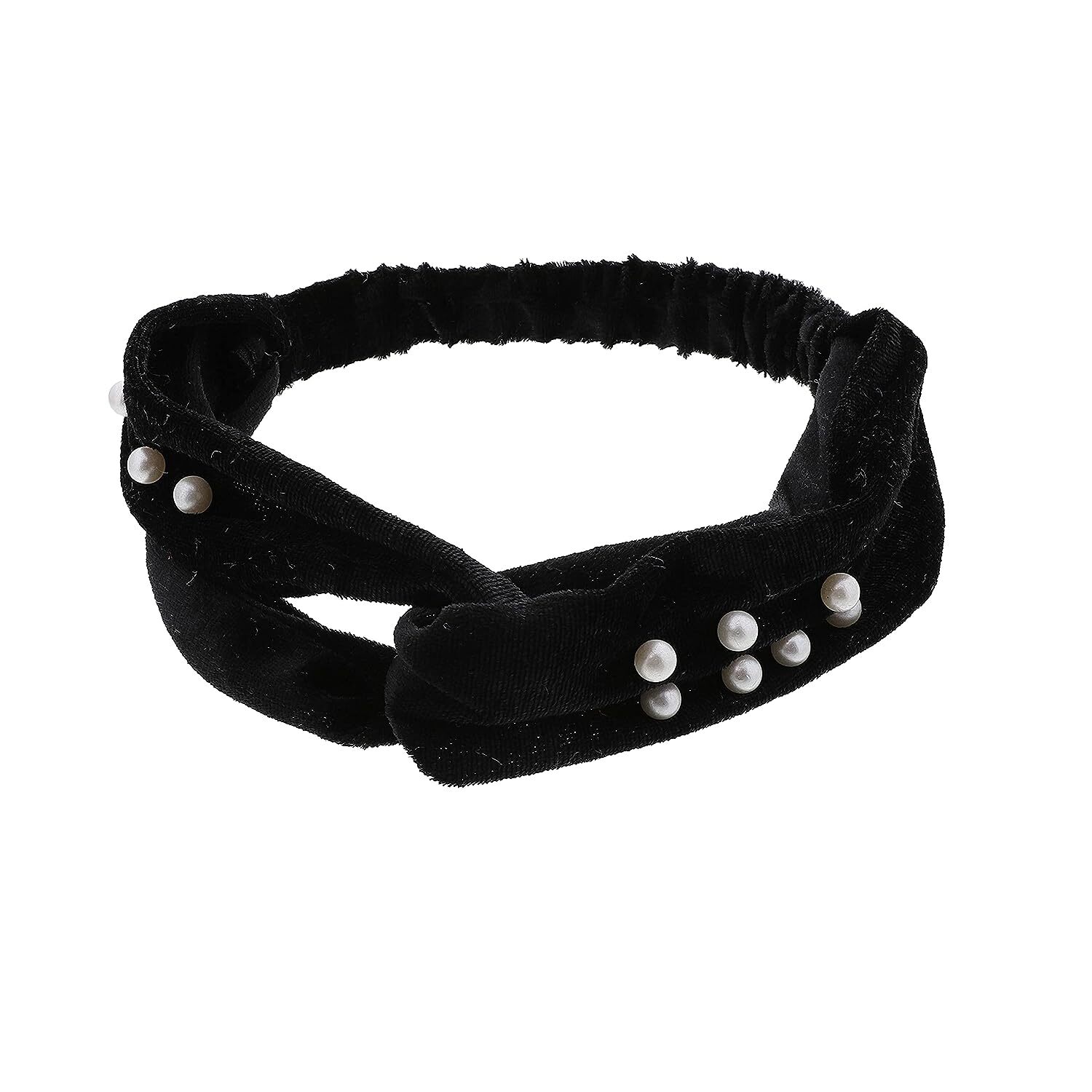 Motique Accessories Velvet Knot Headwrap with Pearls for Women and Girls