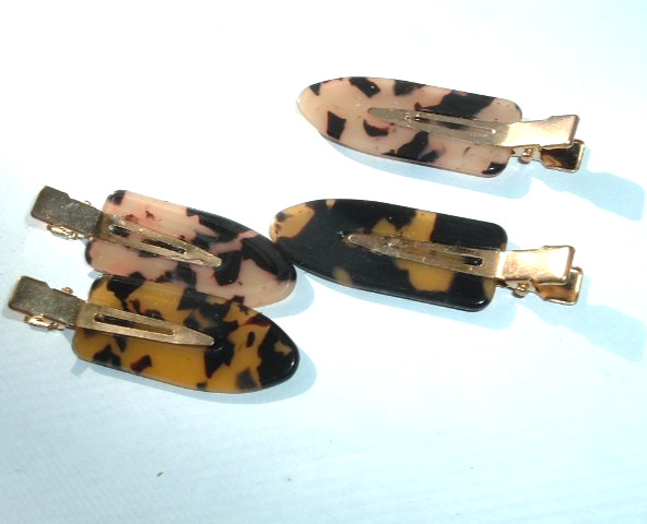 4 FRENCH TORTOISE CELLULOID 2.5″ HAIR CLIPS