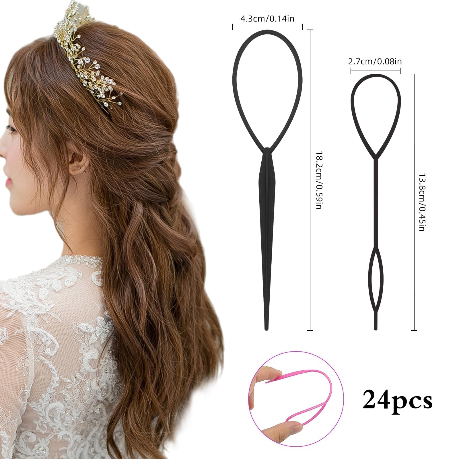 Multi-Color Large & Small 2 Sizes Hair Loop Styling Tool French Braids