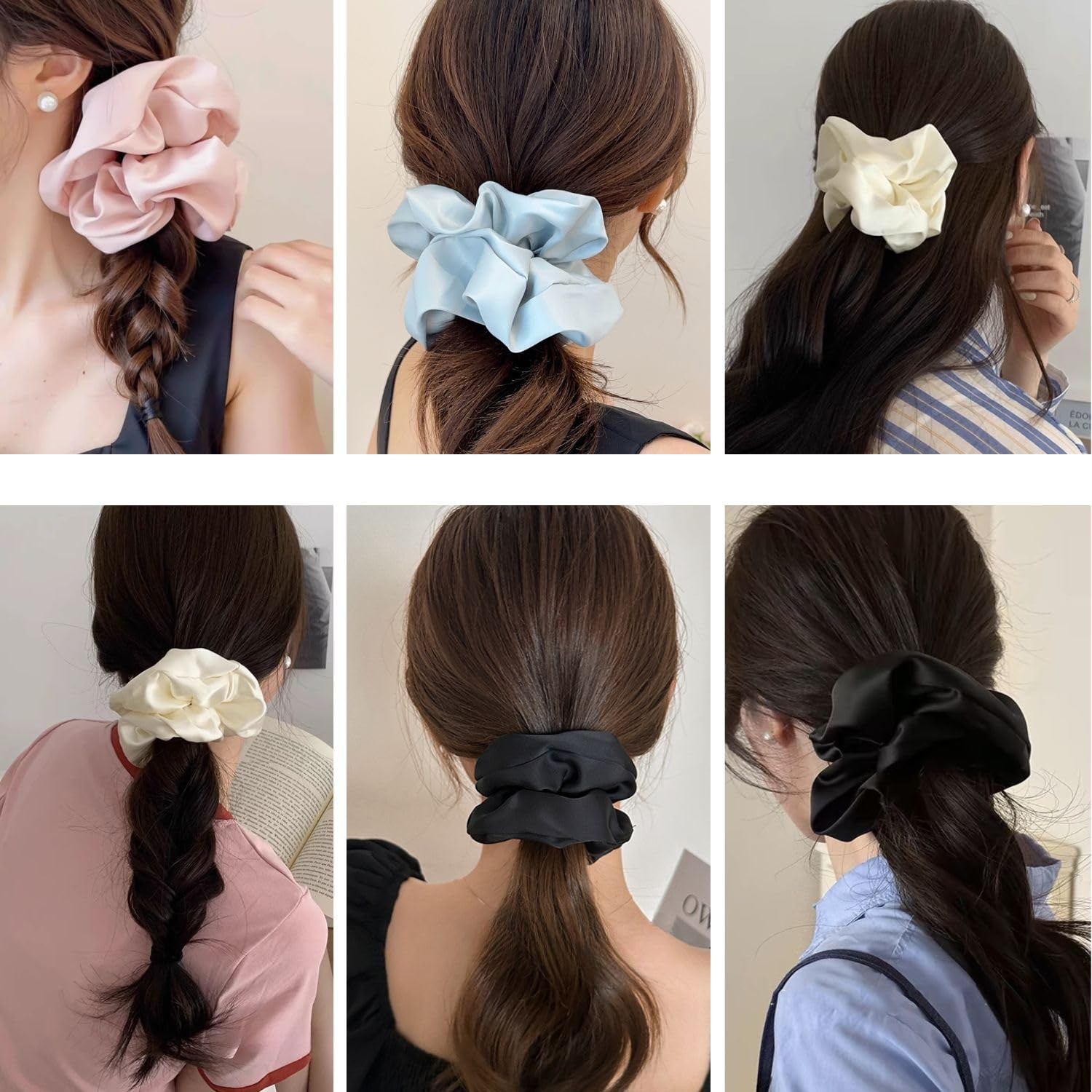 Oversized Satin Scrunchies for Women – Large Hair Ties Gentle No Damage, Soft Si