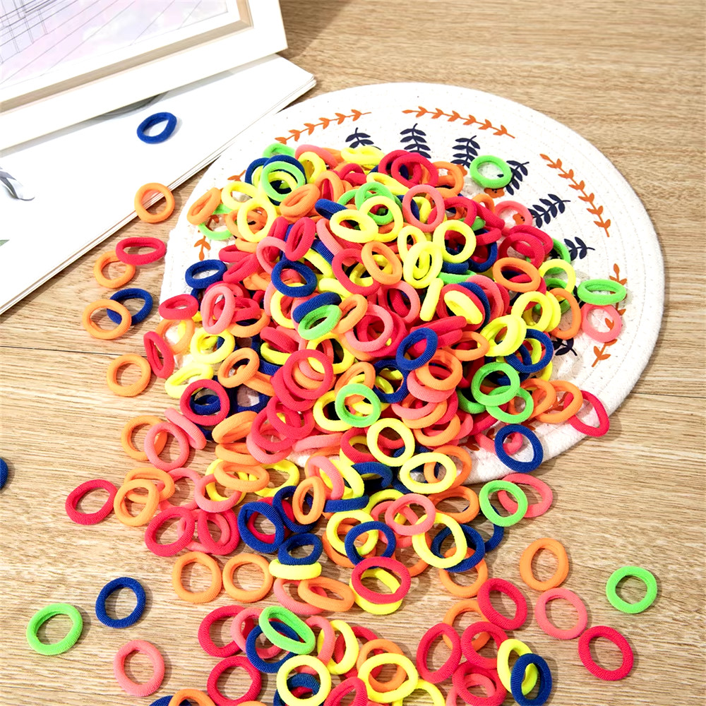 100/300/500 Pcs Girls Colorful Elastic Hair Bands Ponytail Hold Hair Tie Rubber