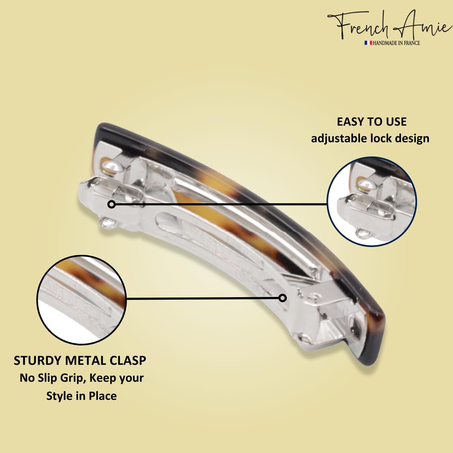 French Amie Bar Mini Set of 6 Handmade Celluloid Hair Clip Barrette for Girls
