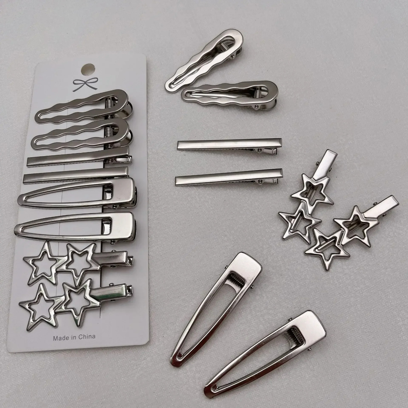Silver Metal Duckbill Hair Clips Y2K Bangs Side Hair Barrettes for Women Girls