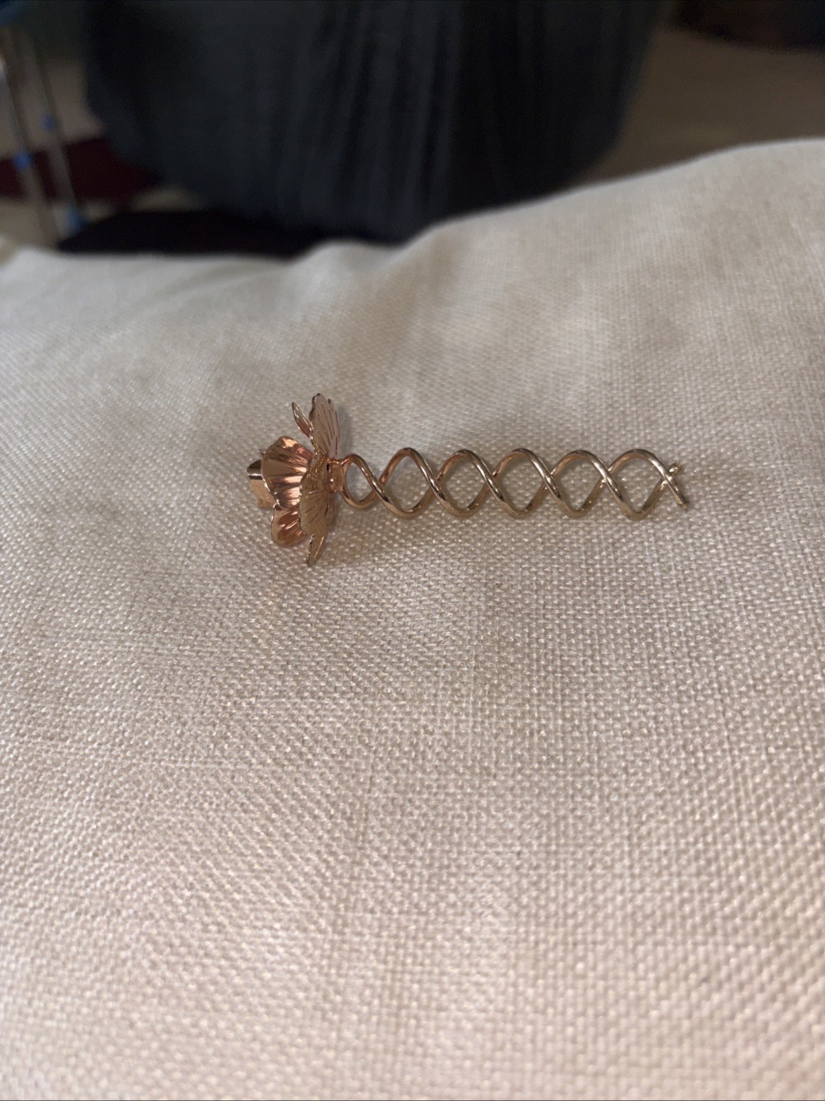 Copper Flowered Hair Pin
