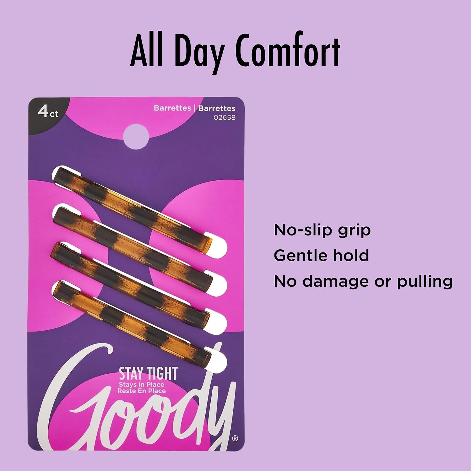 Stay Tight Hair Barrettes 4 Pack Slideproof Flat Clips for All Hair Types