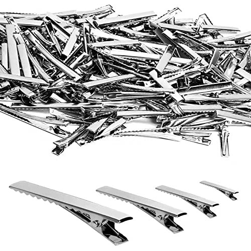 170 Pcs Alligator Hair Clips for Bows, Silver Bulk Duck Bill Hair Clips, 4