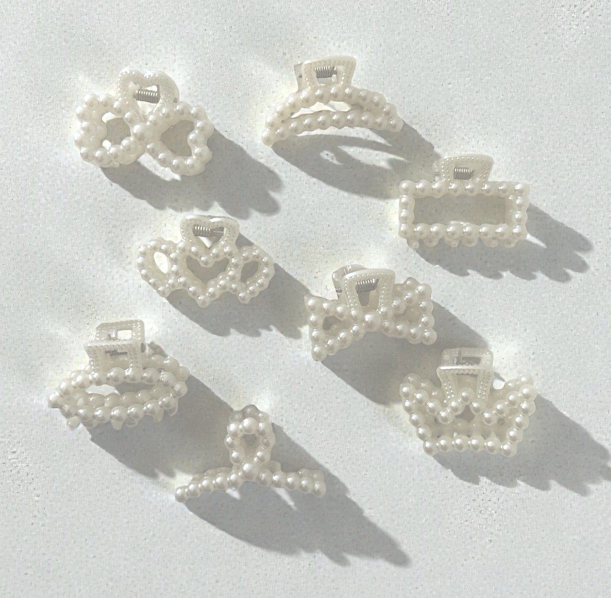 8pcs Pearl Hair Claw Clips Set White Pearl Mini Wedding Party Women Girls