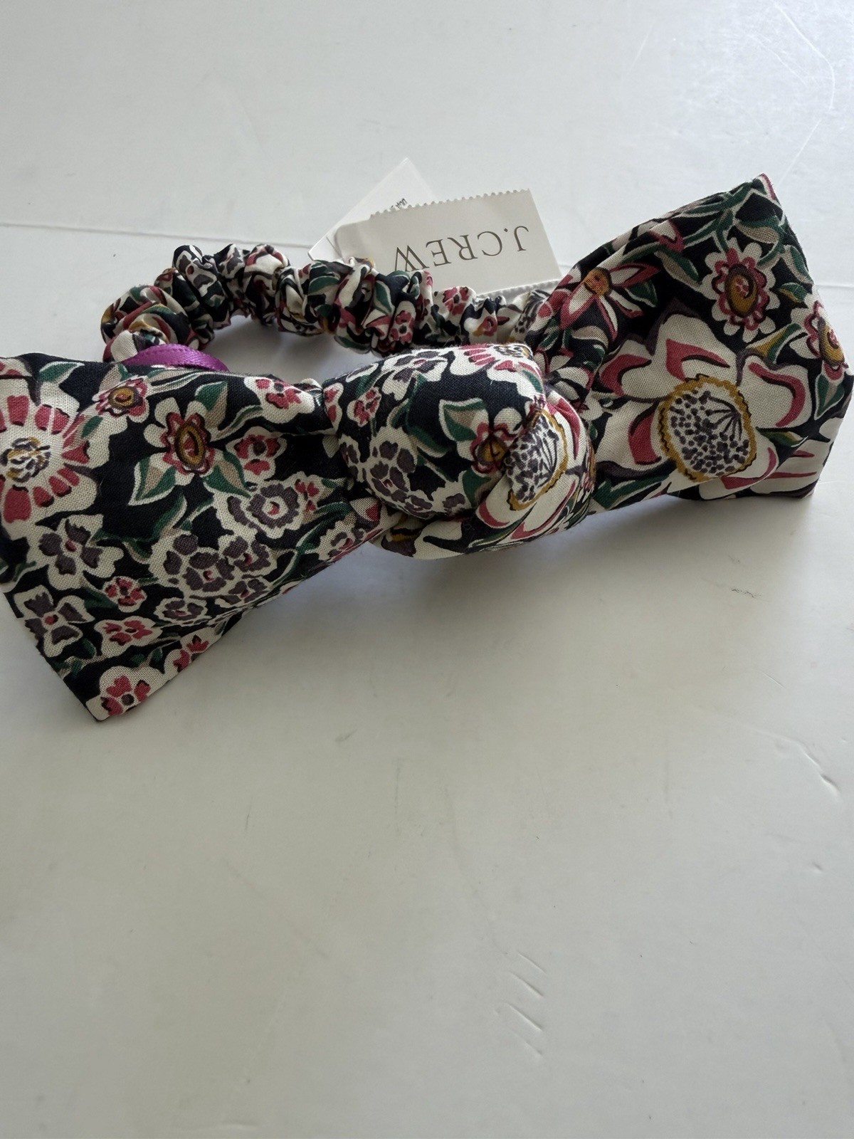 New J. CREW LIBERTY SCRUNCHIE FLORAL Multi Bow Flowers Hair Tie 100% Cotton NWT