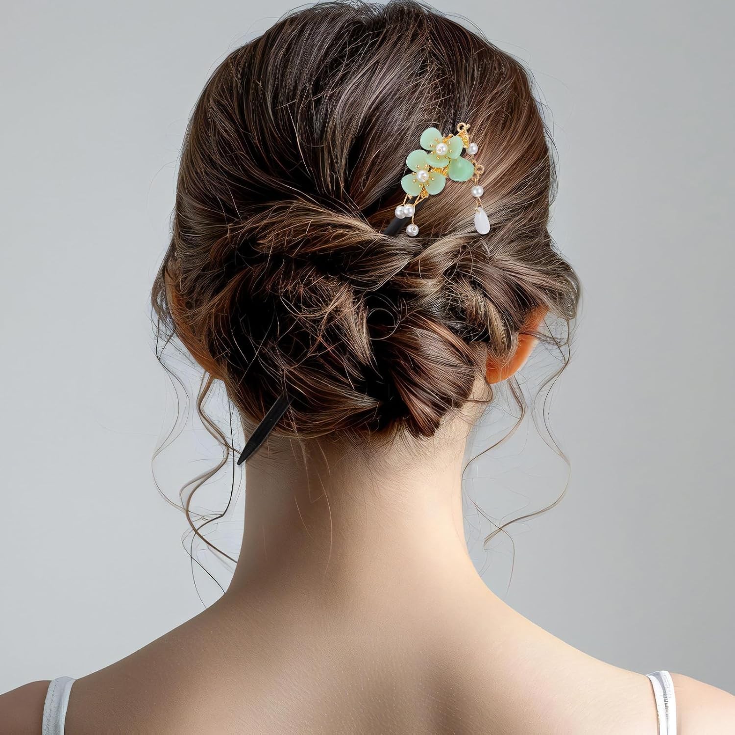 2 Pcs Wooden Floral Hair Chopsticks Chinese Hair Sticks for Women Retro Wooden H